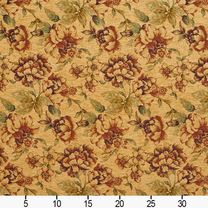 5102 Floral Autumn Orange & Rust,Red & Burgundy Charlotte Fabrics