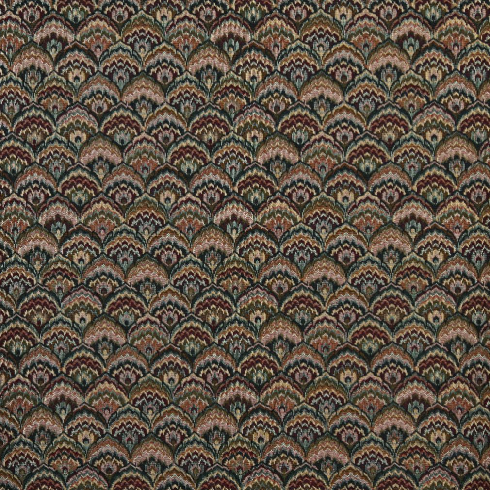 5460 Abstract & Geometric Spice Fan Blue,Red & Burgundy Charlotte Fabrics