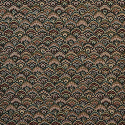 5460 Abstract & Geometric Spice Fan Blue,Red & Burgundy Charlotte Fabrics