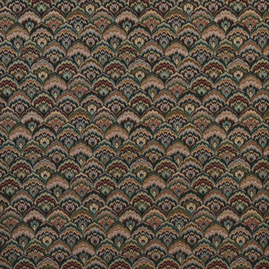 5460 Abstract & Geometric Spice Fan Blue,Red & Burgundy Charlotte Fabrics