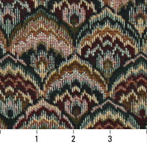 5460 Abstract & Geometric Spice Fan Blue,Red & Burgundy Charlotte Fabrics