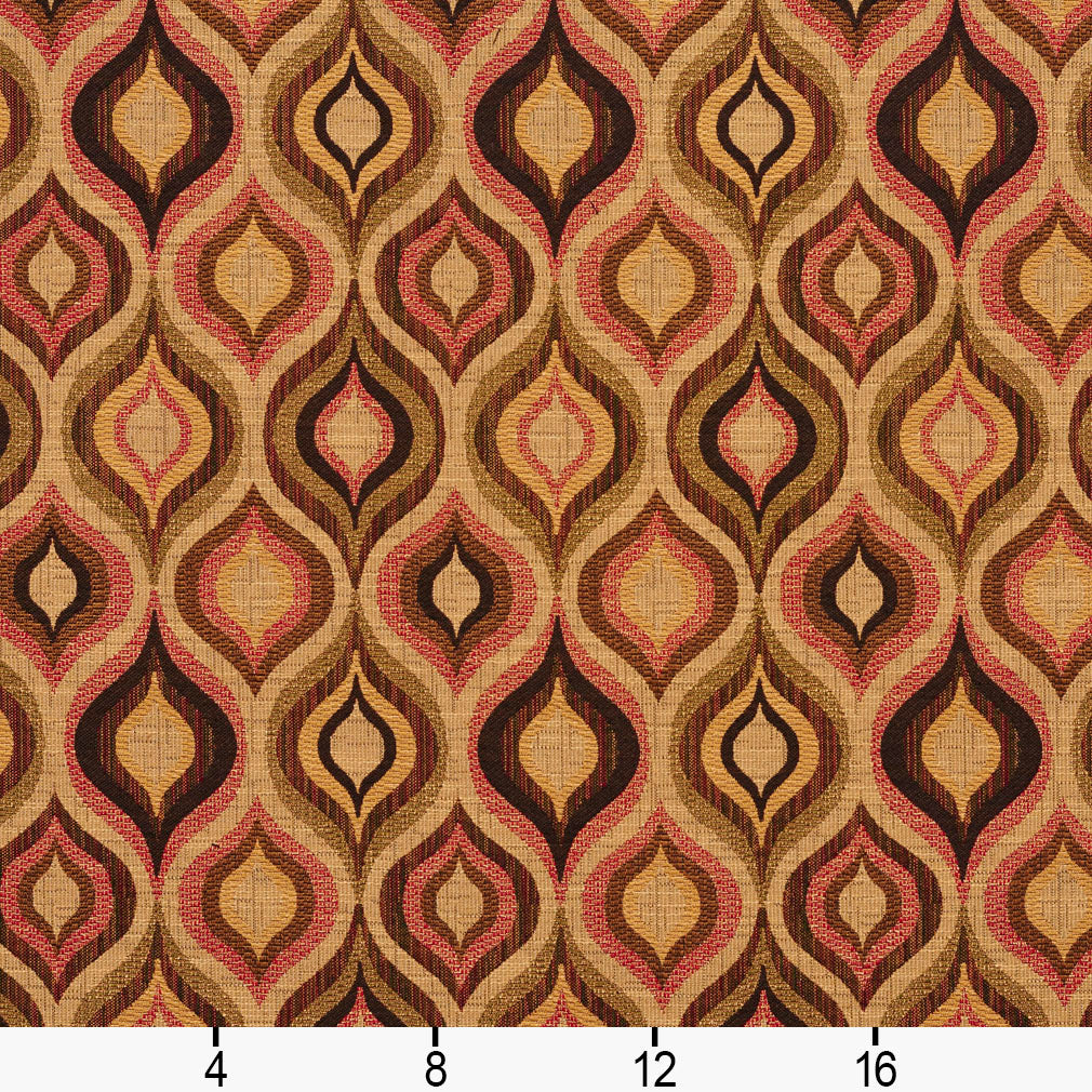 5702 Abstract & Geometric Tiki Lantern Coral & Peach,Gold & Yellow Charlotte Fabrics
