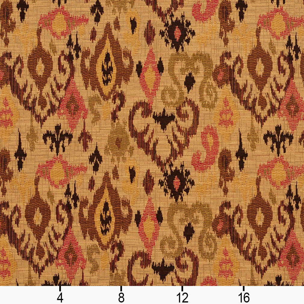 5707 Abstract & Geometric,Global Tiki Mirage Brown,Red & Burgundy Charlotte Fabrics
