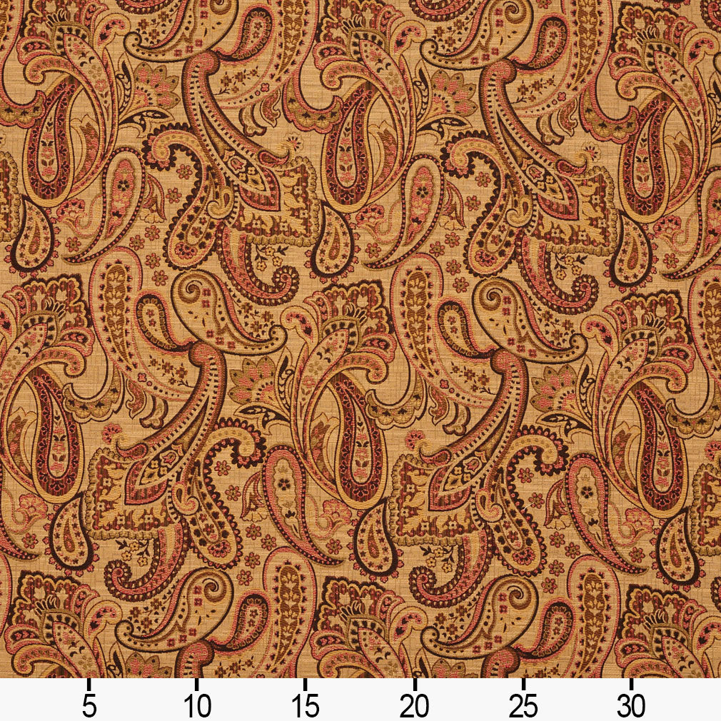 5712 Paisley Tiki Phoenix Coral & Peach,Gold & Yellow Charlotte Fabrics