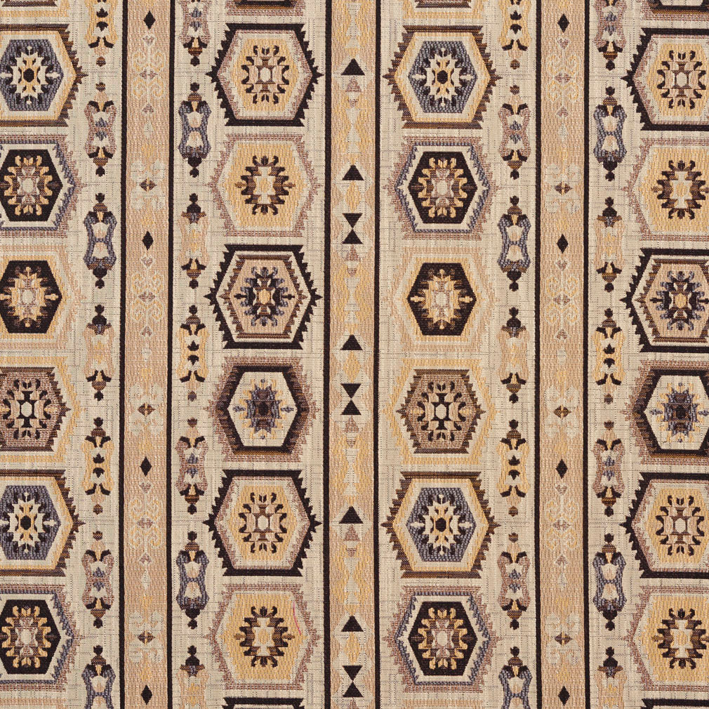 5716 Abstract & Geometric,Global,Southwestern Chateau Santa Fe Black,Gold & Yellow Charlotte Fabrics
