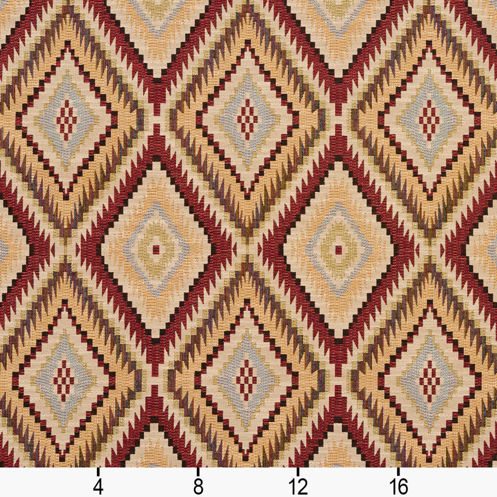 5728 Abstract & Geometric,Global,Southwestern Veranda Tucson Gold & Yellow,Red & Burgundy Charlotte Fabrics
