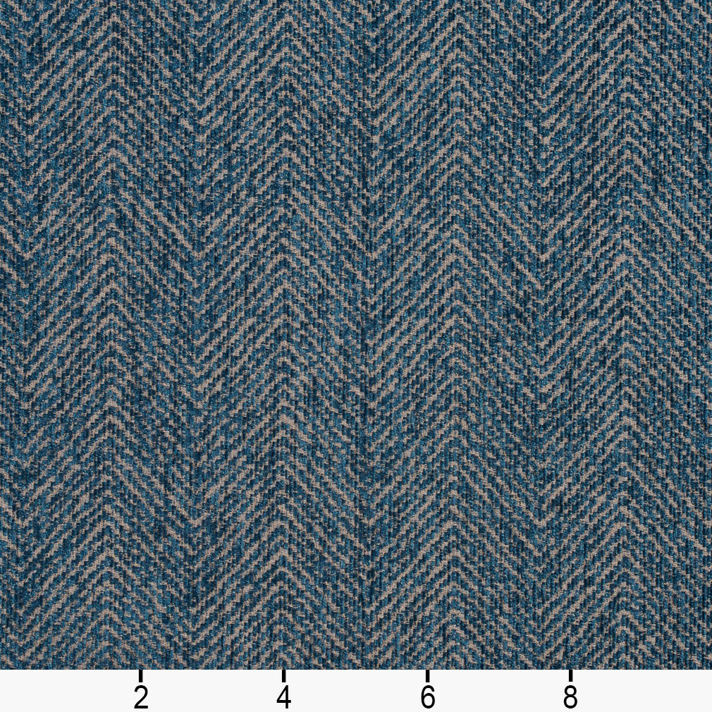 5734 Herringbone & Chevron Oasis Blue Charlotte Fabrics