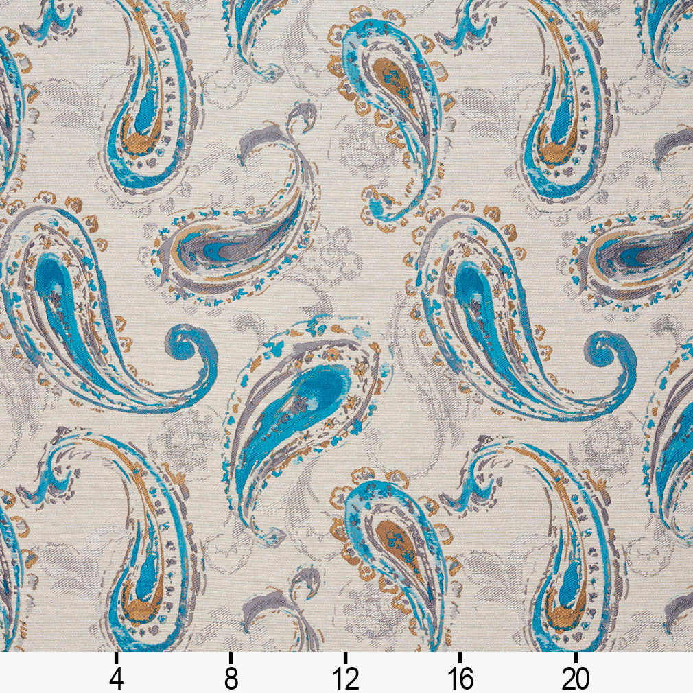 5752 Paisley Lagoon Aqua & Teal Charlotte Fabrics