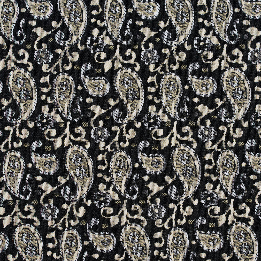 5845 Paisley Onyx Paisley Black Charlotte Fabrics