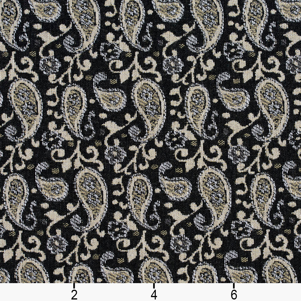 5845 Paisley Onyx Paisley Black Charlotte Fabrics