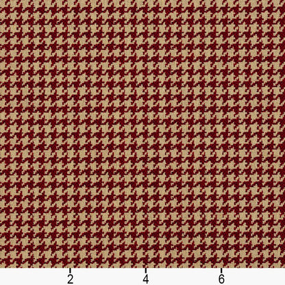 5851 Check & Houndstooth,Small Scale Port Houndstooth Red & Burgundy Charlotte Fabrics