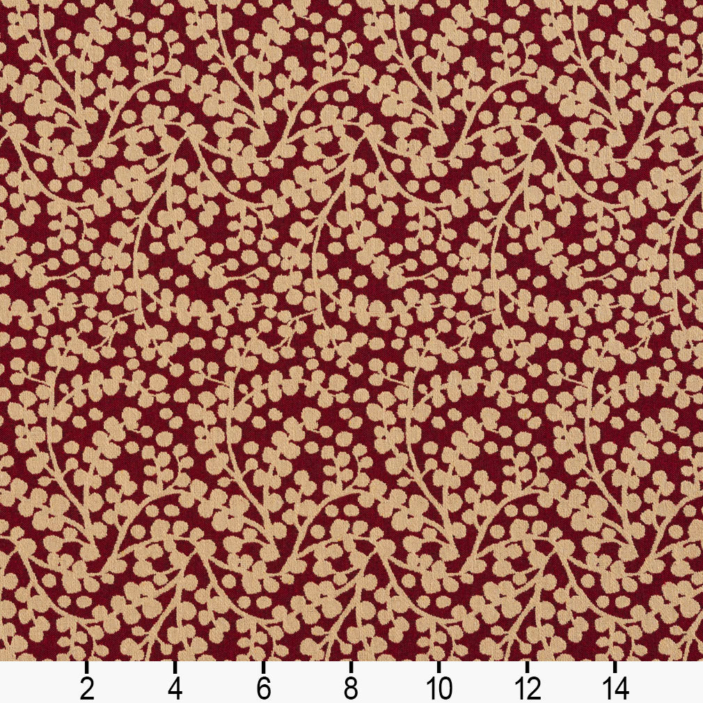 5861 Abstract & Geometric,Leaves Port Vine Red & Burgundy Charlotte Fabrics