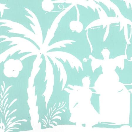 6015-02WP LYFORD BACKGROUND Light Turquoise On Almost White Quadrille Wallpaper