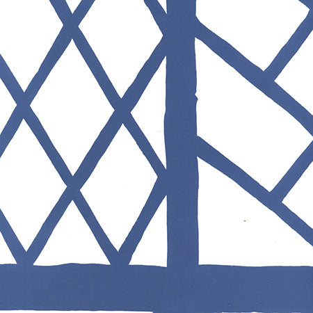 6020W-18 LYFORD TRELLIS Navy On White Quadrille Wallpaper