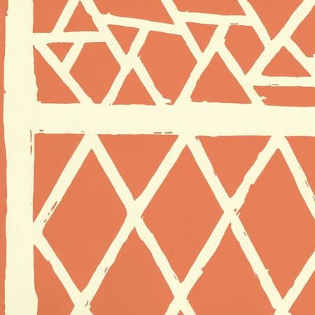 6025-05WP TRELLIS BACKGROUND Orange On Off White Quadrille Wallpaper