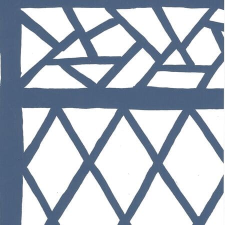 6025W-10WWP TRELLIS BACKGROUND Navy On White Quadrille Wallpaper