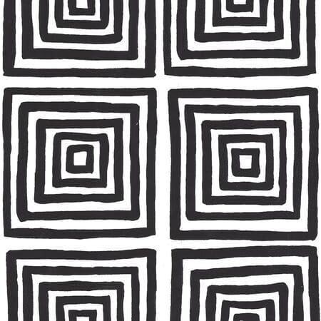 6170-25WP ZIGGURAT Black On White Quadrille Wallpaper