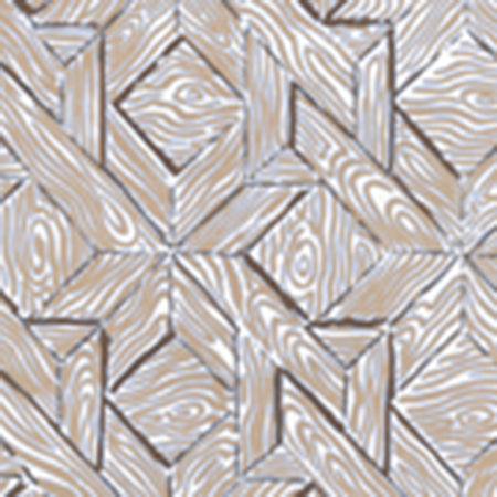 6280-01WP PARQUETRY Brown Camel On White Quadrille Wallpaper