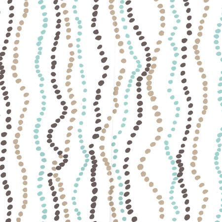 6370-05WWP GINZA Brown Camel Aqua On White Quadrille Wallpaper