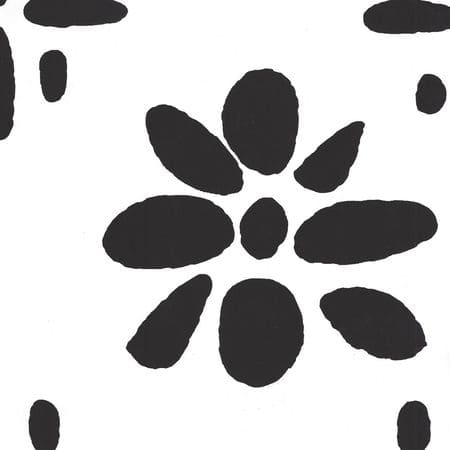 6380-15WP WILDFLOWERS II Black On White Quadrille Wallpaper