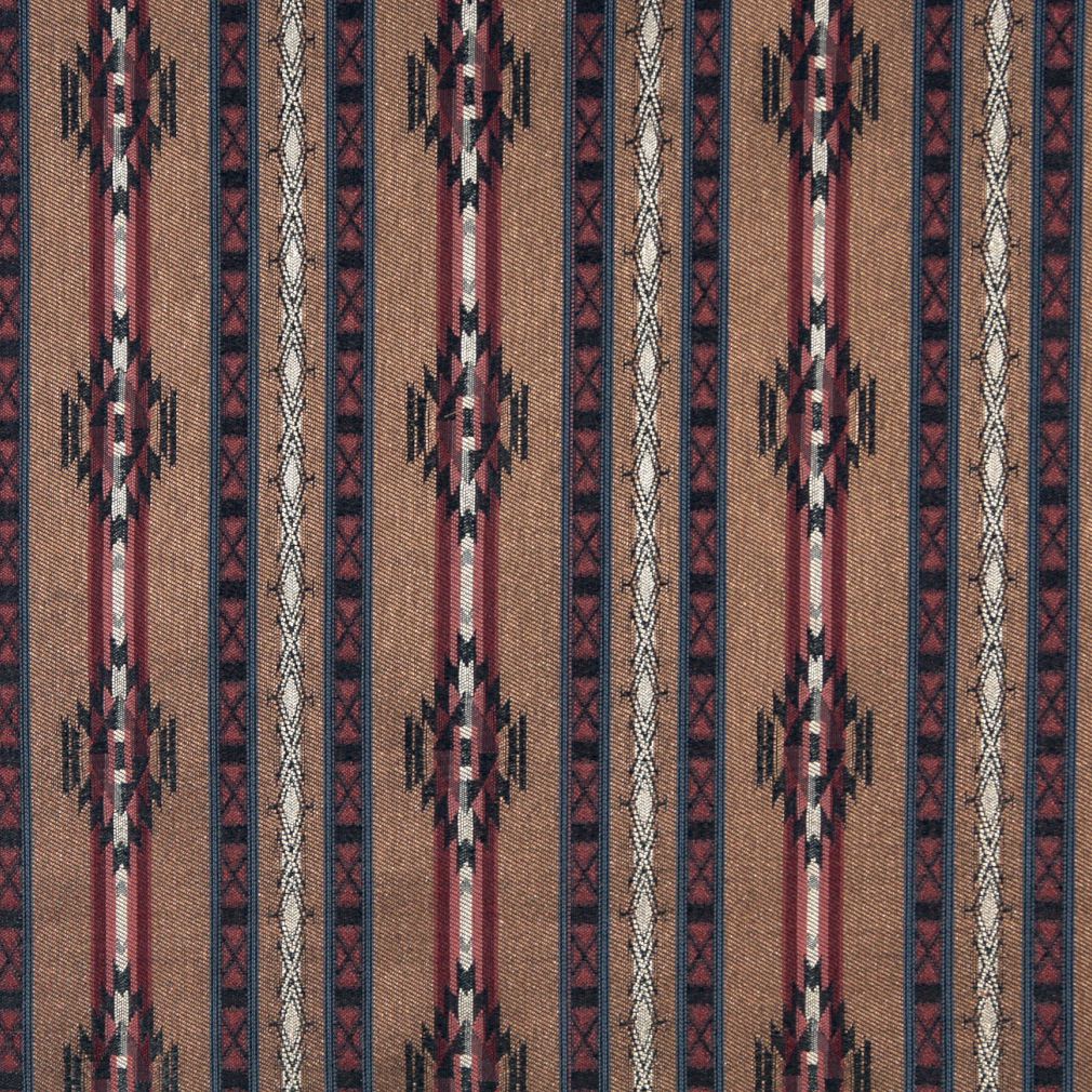 6381 Global,Southwestern,Stripe Pottery Stripe Brown,Red & Burgundy Charlotte Fabrics