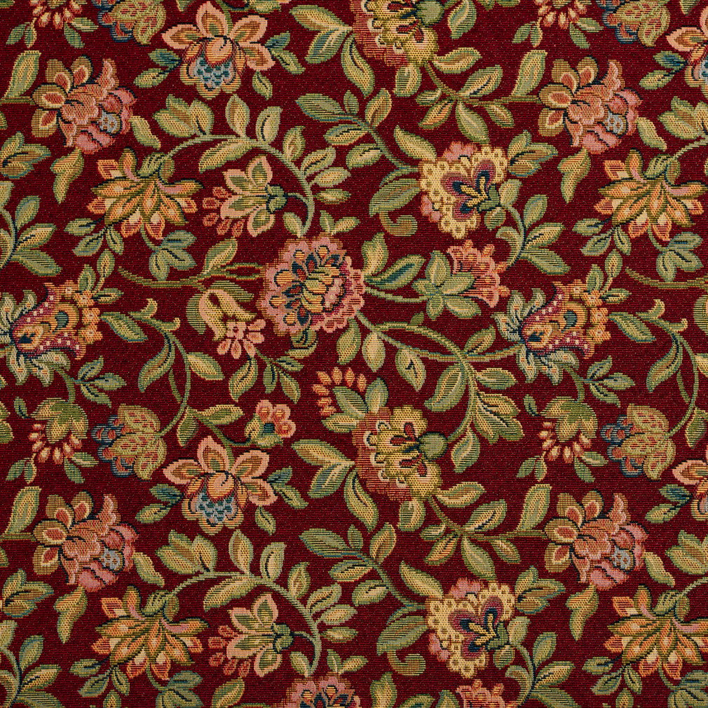 6431 Floral Garden Red & Burgundy Charlotte Fabrics