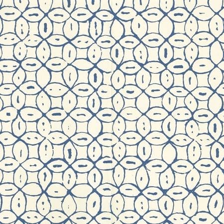 6450-05WP MELONG BATIK Navy On Off White Quadrille Wallpaper