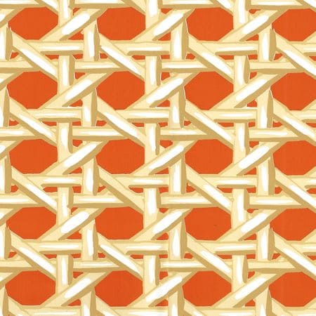 6480WP-01 CLUB CANE Cream Taupe Orange Quadrille Wallpaper