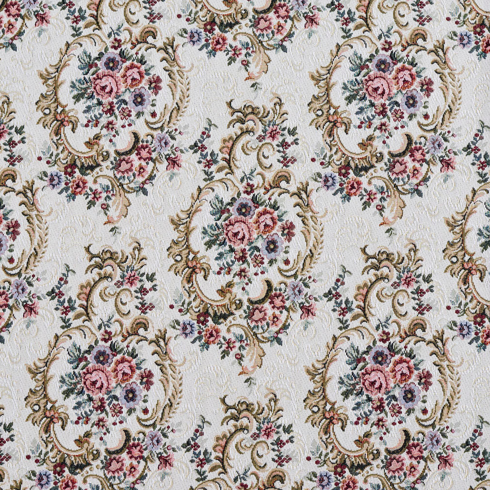 6641 Floral Ivory Gold & Yellow,Pink Charlotte Fabrics