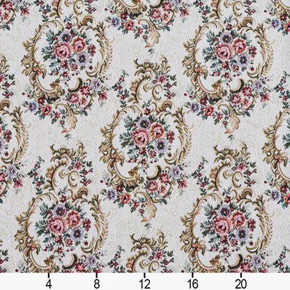 6641 Floral Ivory Gold & Yellow,Pink Charlotte Fabrics