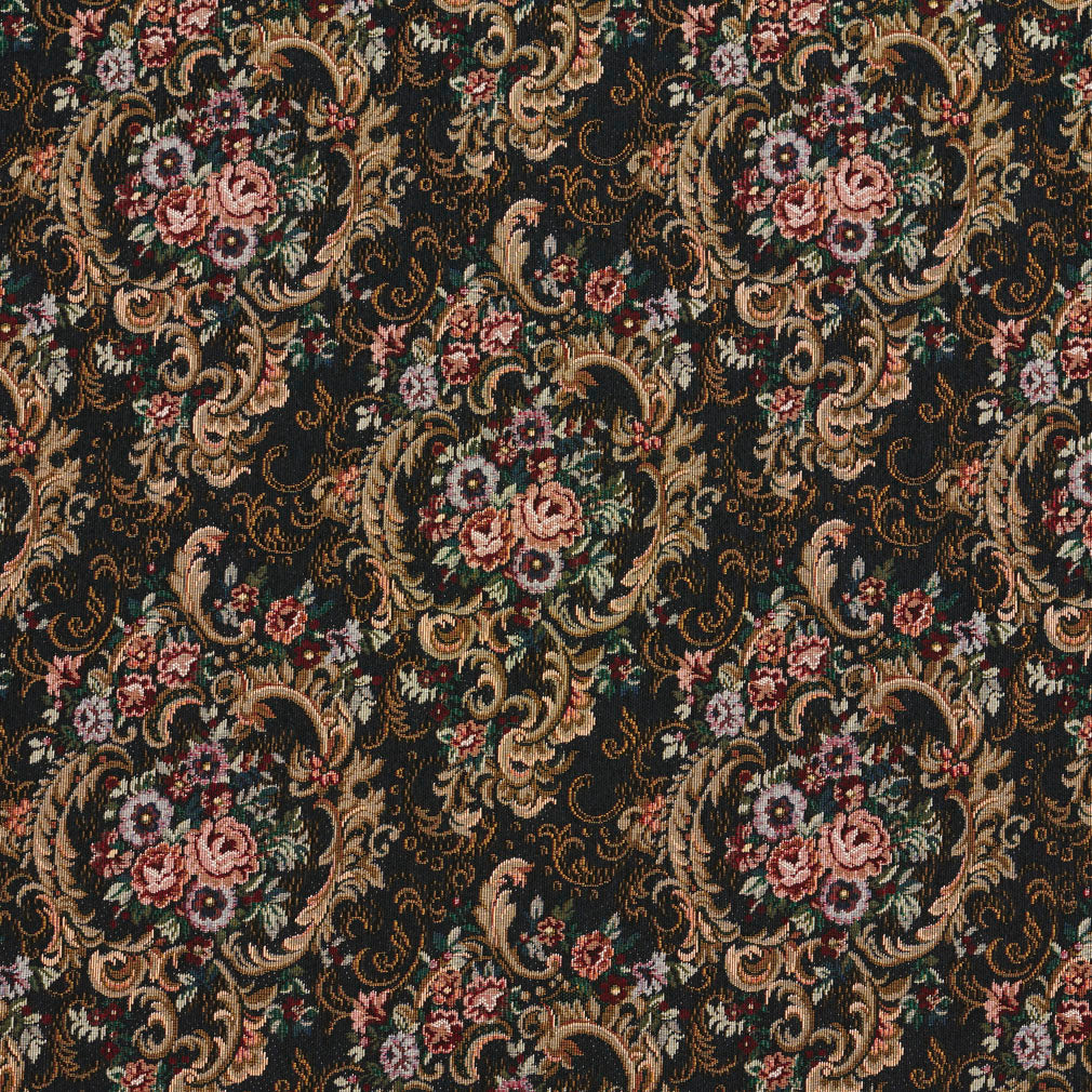 6642 Floral Isabella Black Charlotte Fabrics