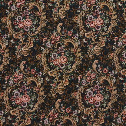 6642 Floral Isabella Black Charlotte Fabrics