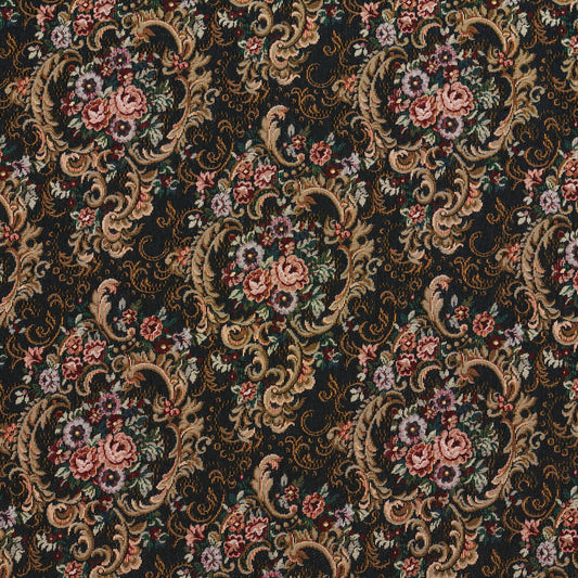 6642 Floral Isabella Black Charlotte Fabrics