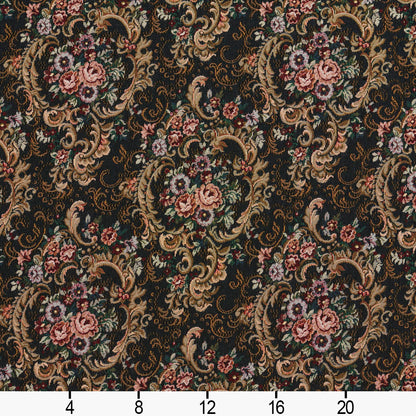 6642 Floral Isabella Black Charlotte Fabrics