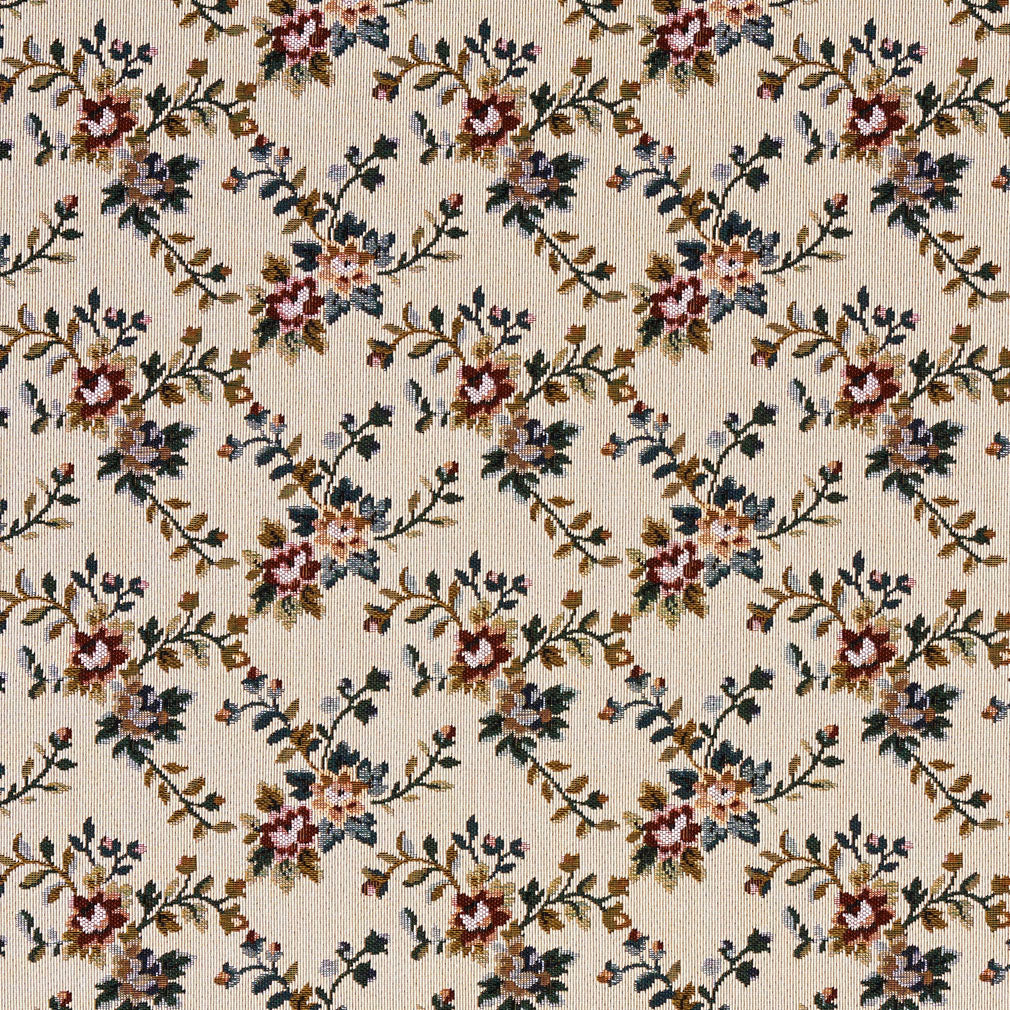 6675 Floral Praline Green,Red & Burgundy Charlotte Fabrics