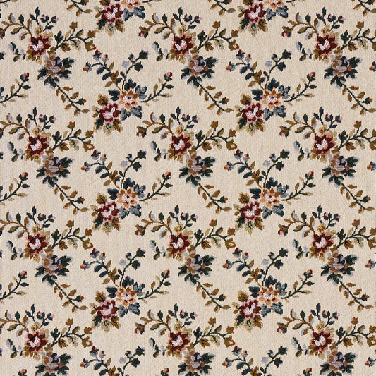 6675 Floral Praline Green,Red & Burgundy Charlotte Fabrics