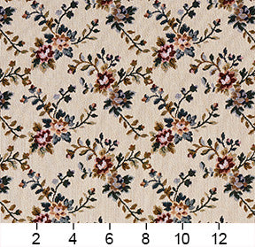 6675 Floral Praline Green,Red & Burgundy Charlotte Fabrics