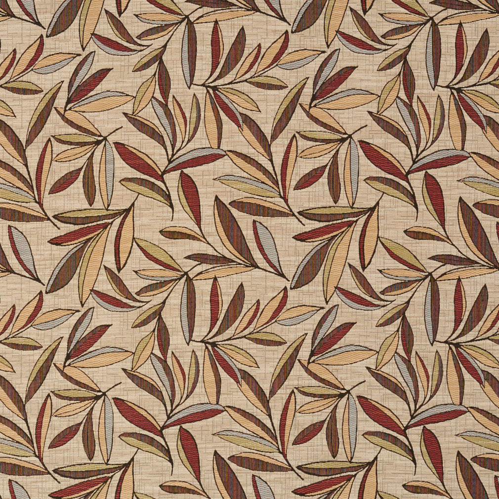 6960 Leaves Veranda Brown,Red & Burgundy Charlotte Fabrics