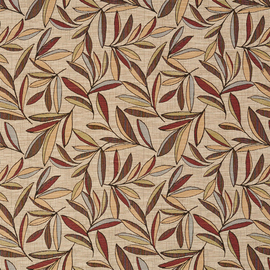 6960 Leaves Veranda Brown,Red & Burgundy Charlotte Fabrics