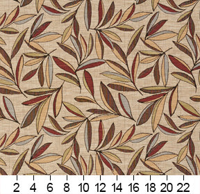 6960 Leaves Veranda Brown,Red & Burgundy Charlotte Fabrics
