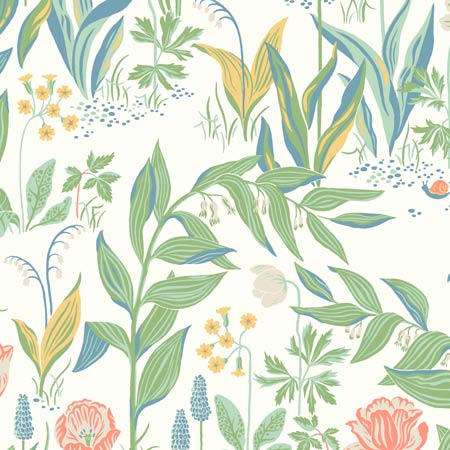 7218 SPRING GARDEN Ivory Multi Schumacher Wallpaper