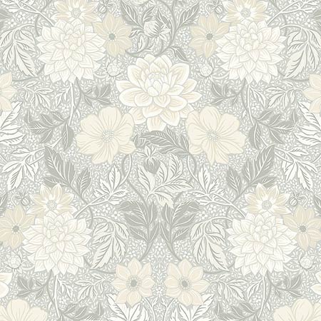 7664 DAHLIA GARDEN Natural Schumacher Wallpaper