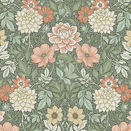 7666 DAHLIA GARDEN Green Schumacher Wallpaper