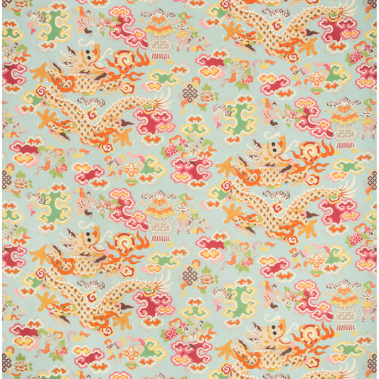 8019140-137 MING DRAGON PRINT AQUA BRUNSCHWIG & FILS