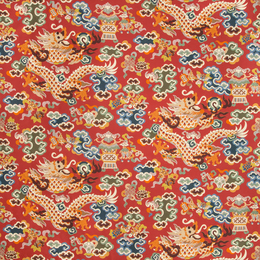 8019140-195 MING DRAGON PRINT CLARET BRUNSCHWIG & FILS