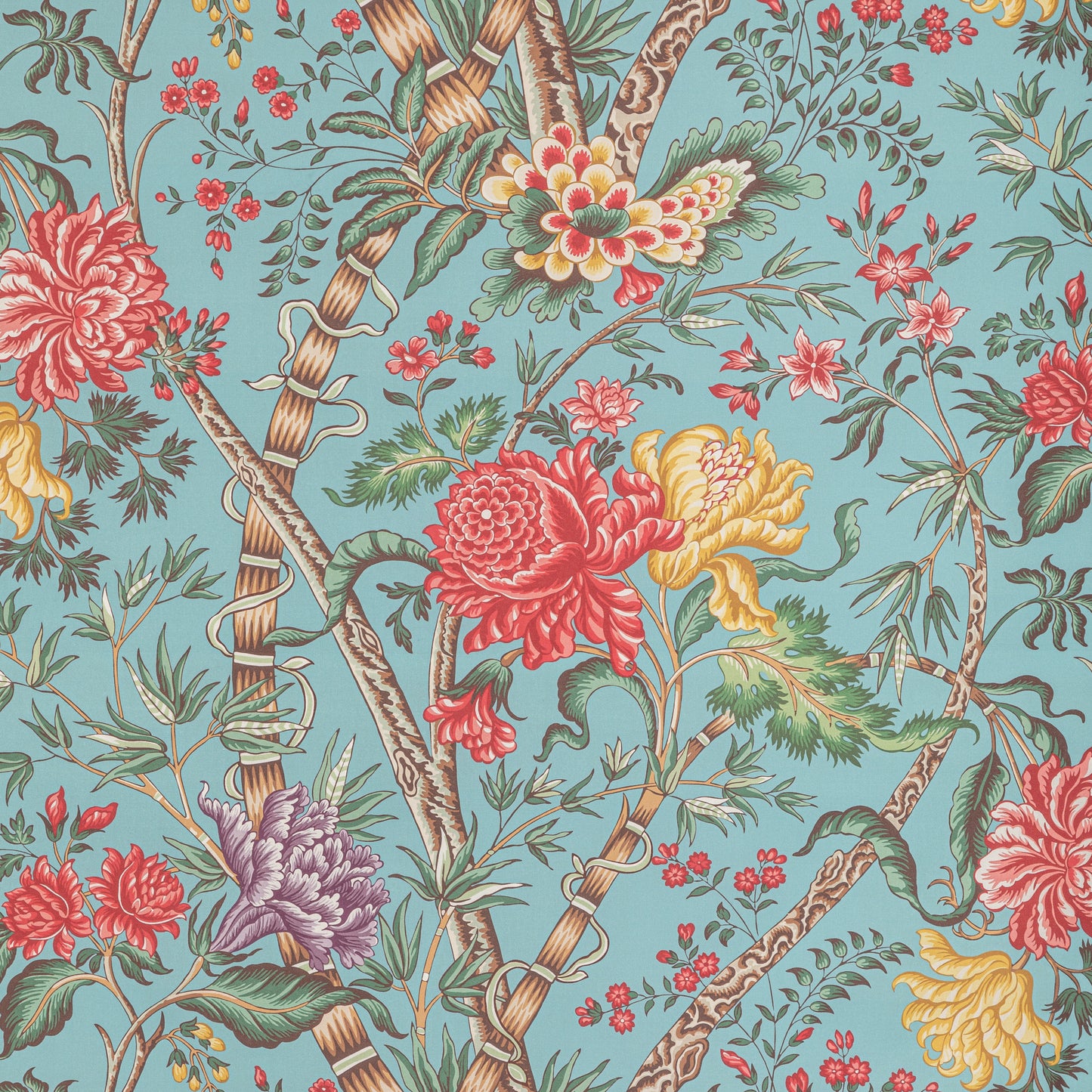 8022100-1319 LUBERON PRINT AQUA/MULTI BRUNSCHWIG & FILS