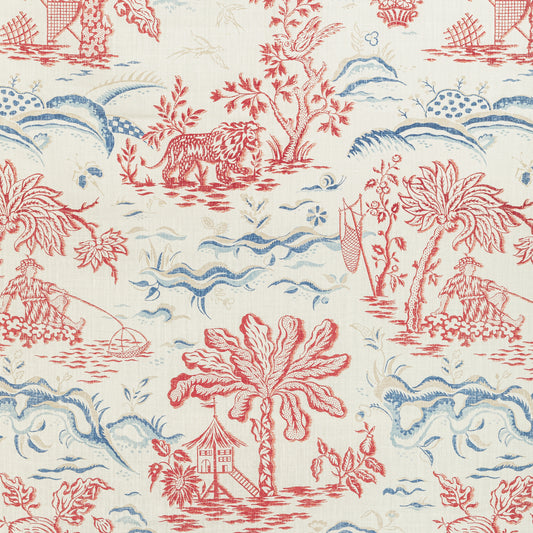 8022101-195 VALENSOLE PRINT RED/BLUE BRUNSCHWIG & FILS
