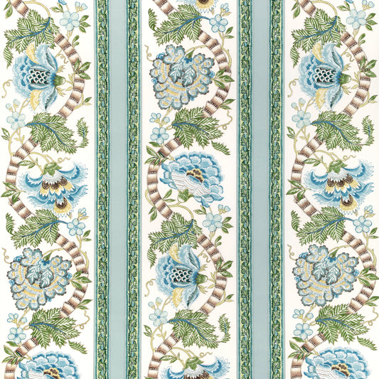 8023106-353 LAURIS PRINT AQUA/LEAF BRUNSCHWIG & FILS