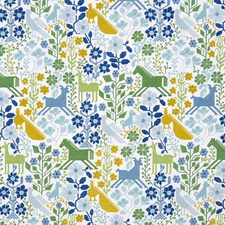 81521 LUPITA EMBROIDERY Green Blue Schumacher Fabric