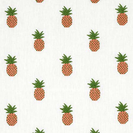 81530 PINEAPPLE EMBROIDERY Apricot On Ivory Schumacher Fabric